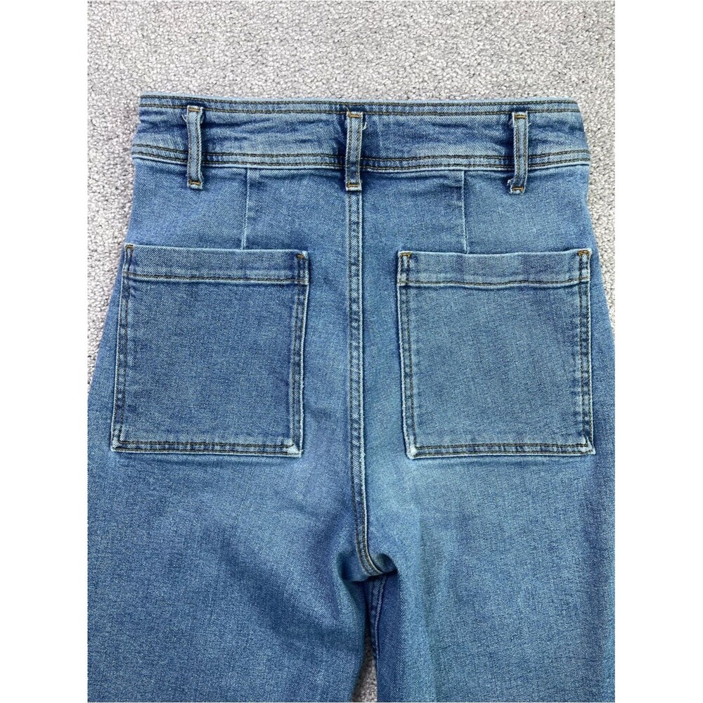 Zara Jeans Women’s 6 Blue Slim Fit Wide Leg Super High Rise Medium Wash Denim - Picture 4 of 10